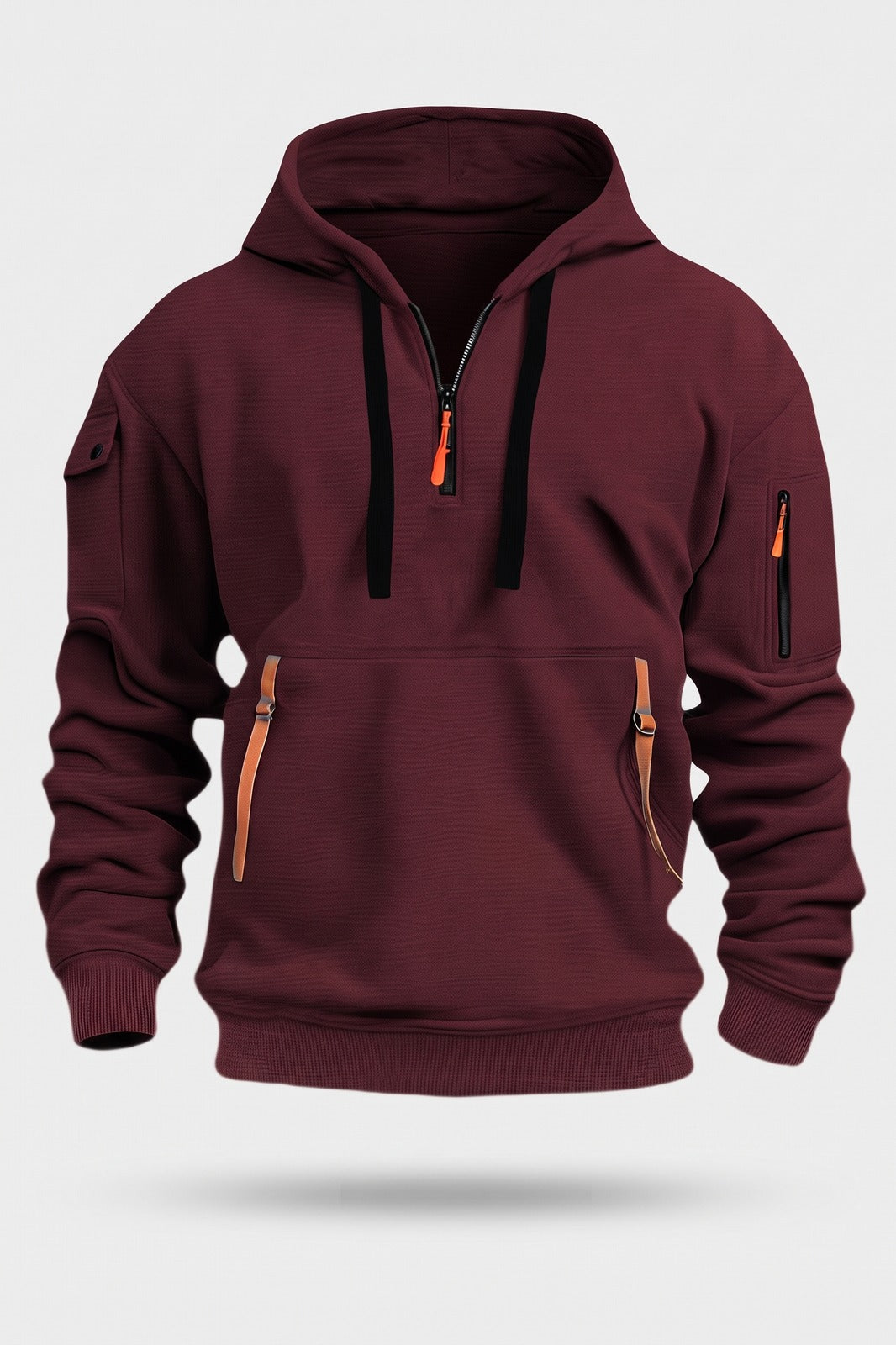 Herren Kapuzenhoodie | Taschen — Rot — Packshot