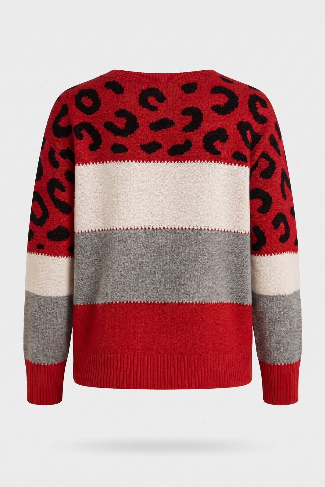 Damen Strickpullover | Farbblock-Design — Rot — Packshot