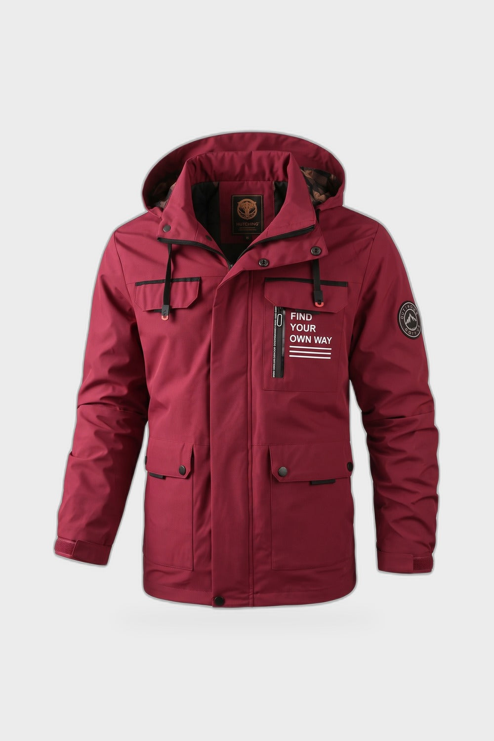 Herren Kapuzenjacke | Modern — Rot — Produktansicht