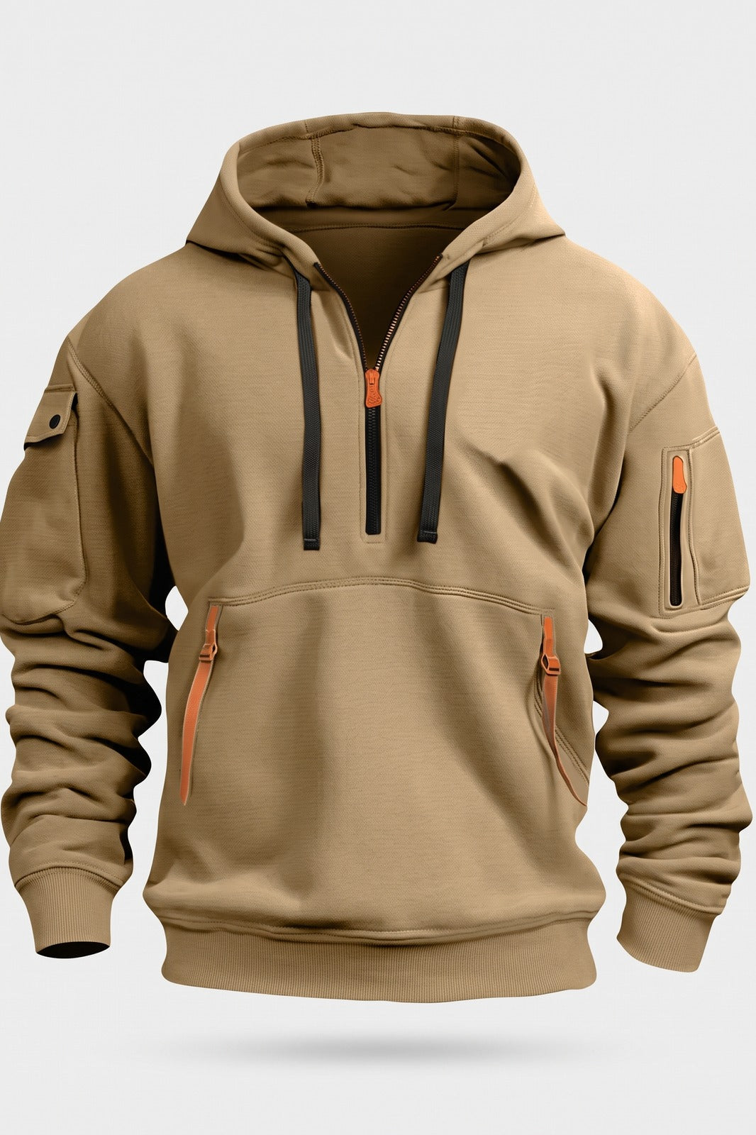 Herren Kapuzenhoodie | Taschen — Sand — Packshot
