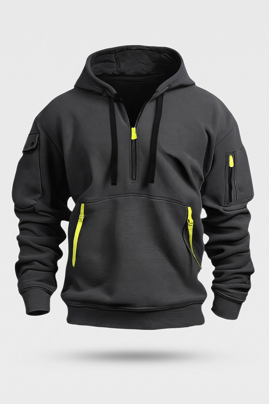 Herren Kapuzenhoodie | Taschen — Schwarz — Packshot