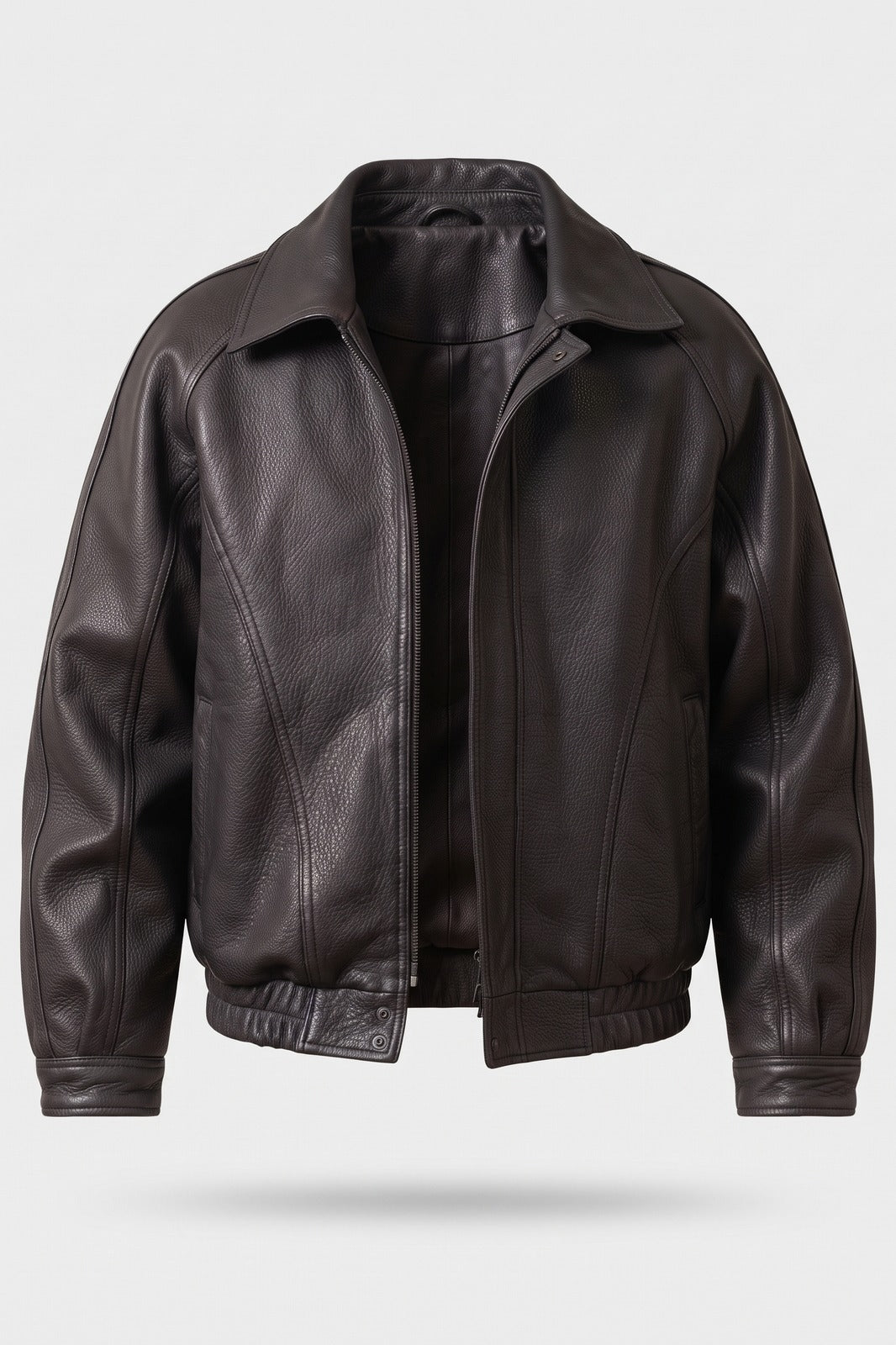 Herren Oversized Bikerjacke | Reverskragen — Schwarz — Packshot