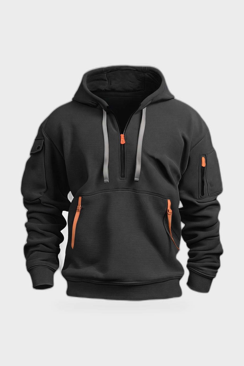 Herren Kapuzenhoodie | Taschen — Schwarz — Produktansicht