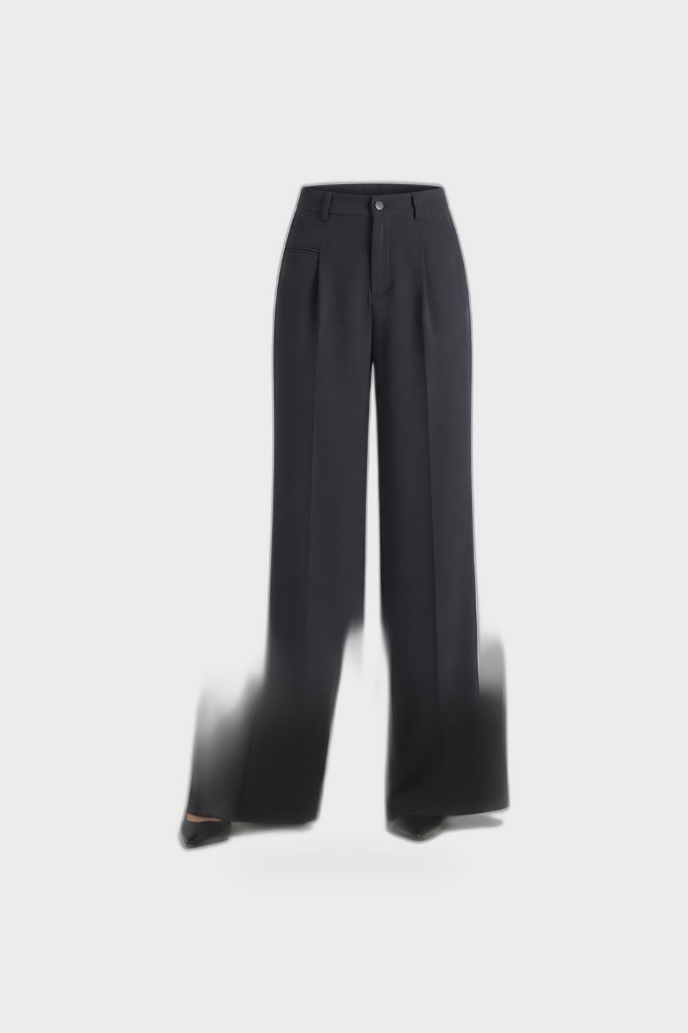 Damen Lockere Palazzohose | Bundfalten — Schwarz — Produktansicht
