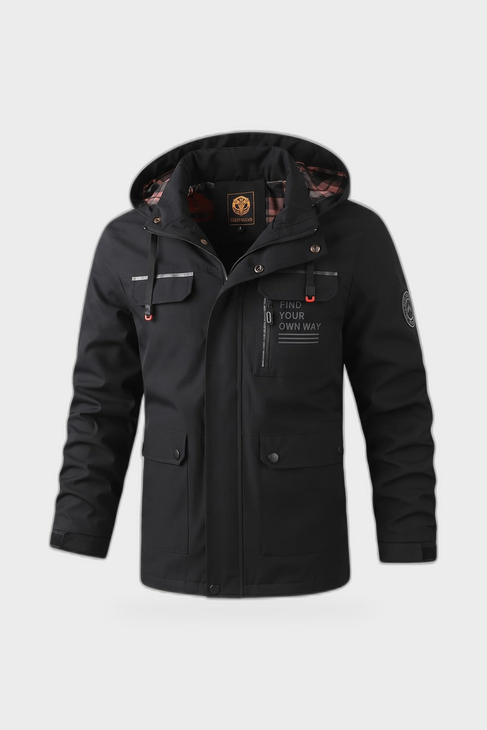 Herren Kapuzenjacke | Modern — Schwarz — Produktansicht