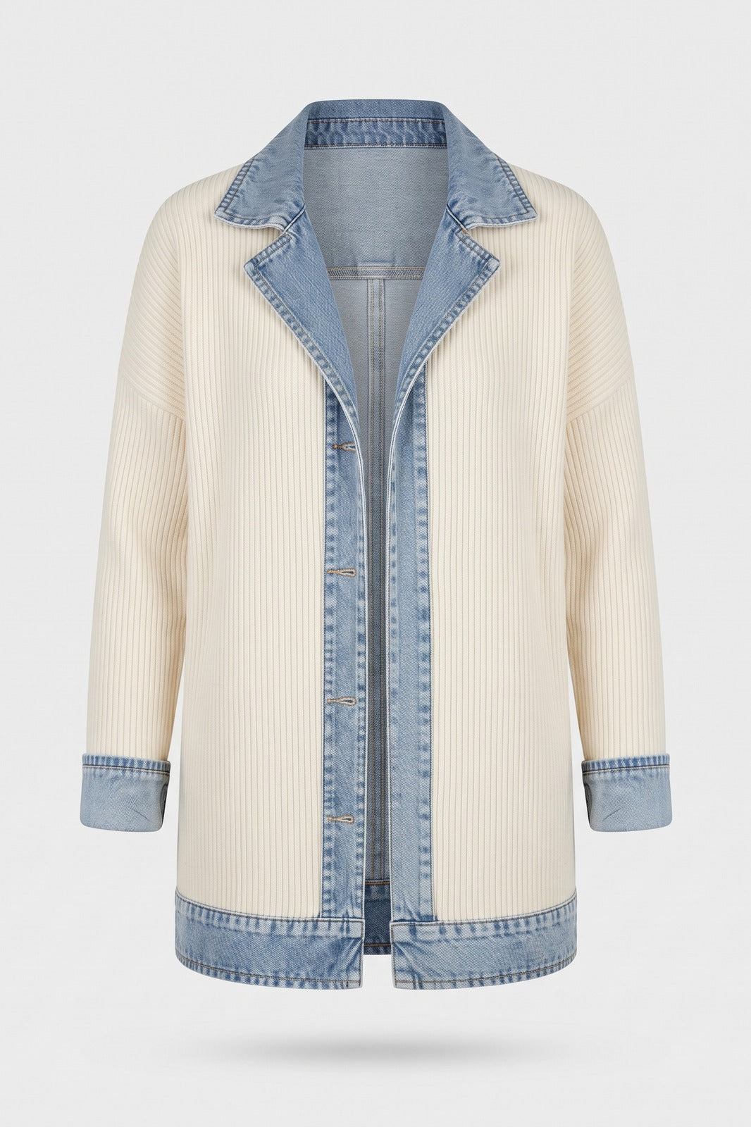 Damen Colour-Block-Design | Strickjacke — Weiß — Packshot