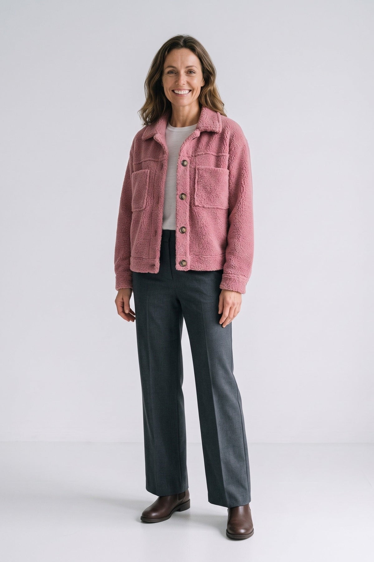 Damen Jacke mit Revers-Kragen, Knopfleiste und aufgesetzten Brusttaschen – 10