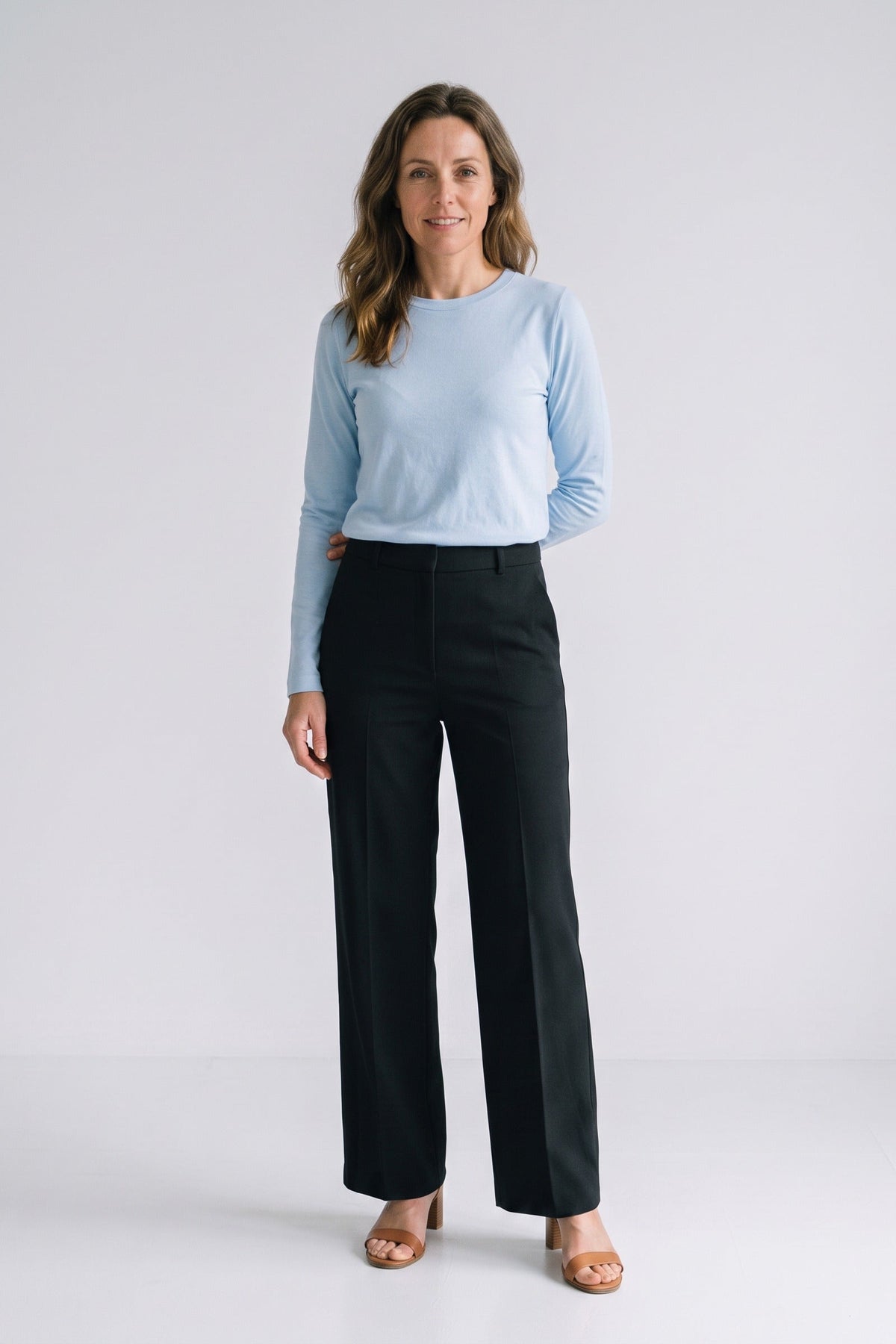 Damen Langarmshirt mit rundem Ausschnitt und langen Ärmeln – 3